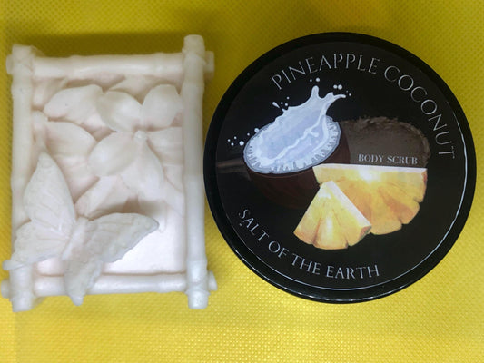 Bundle Pineapple Sugar Body Scrub and Coconut Butterfly bar soap